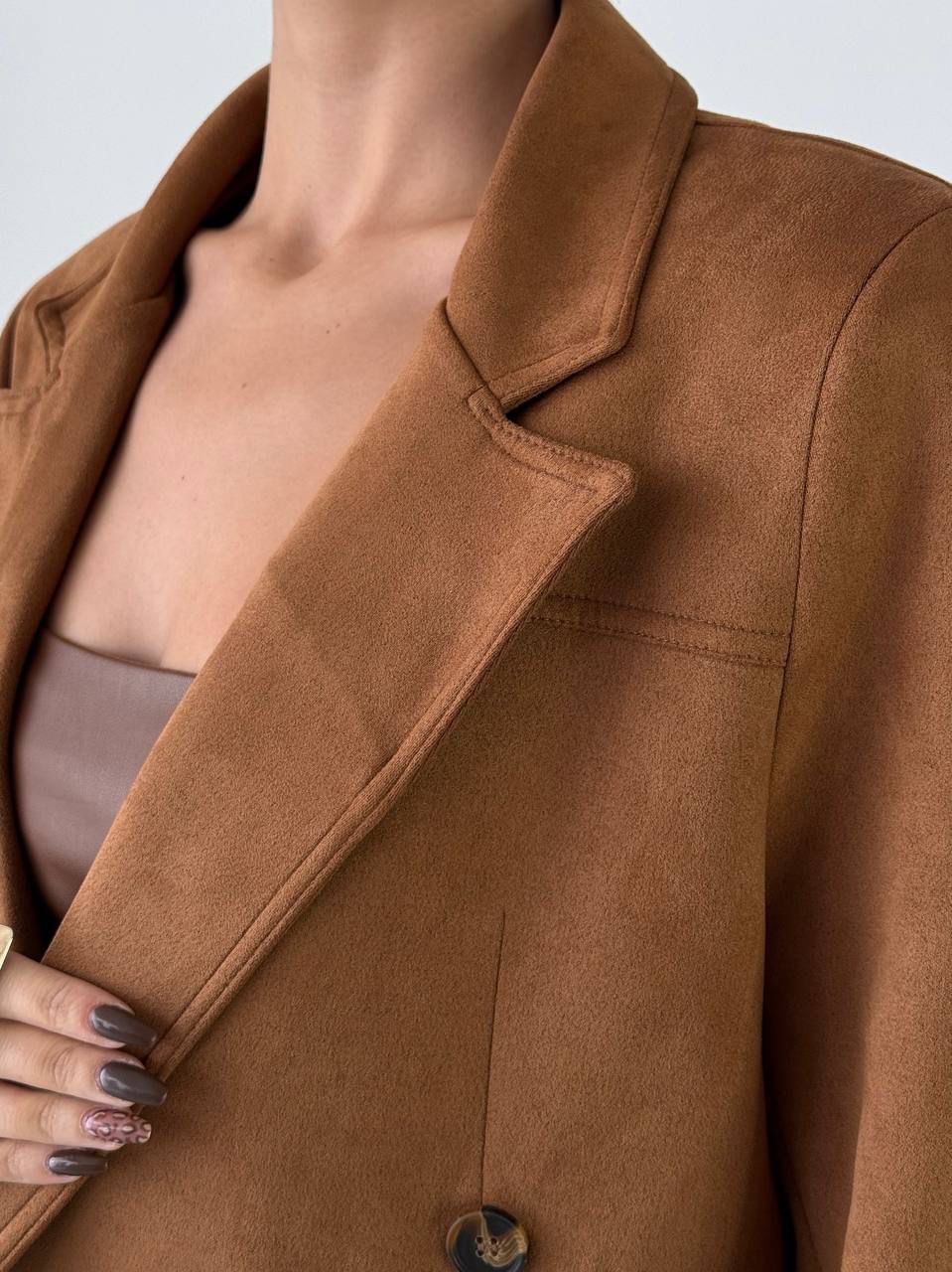 QUZU%20Süet%20Uzun%20Blazer%20Ceket